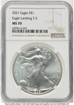 2021 Silver Eagle Type 2 Brown Label NGC MS70