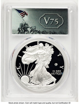 2020-W Proof Silver Eagle V75 Privy 1 oz FDI V75 Label PCGS PR70