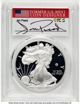 2020-W Proof Silver Eagle V75 Privy 1 oz FDI Jim Peed PCGS PR70