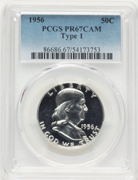 1956 50C Type 1 CA Proof Franklin Half Dollar PCGS PR67