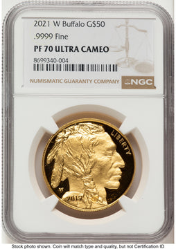 2021-W Proof Gold Buffalo 1 oz Brown Label NGC PF70
