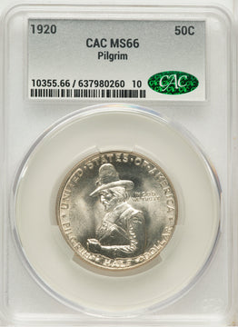 1920 50C Pilgrim Commemorative Silver CACG MS66