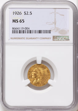 1926 $2.50 Indian Quarter Eagle NGC MS65 1926 $2.50 Indian Quarter Eagle NGC MS65