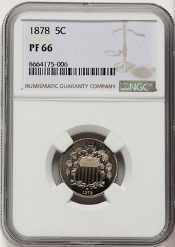 1878 5C Proof Shield Nickel NGC PR66