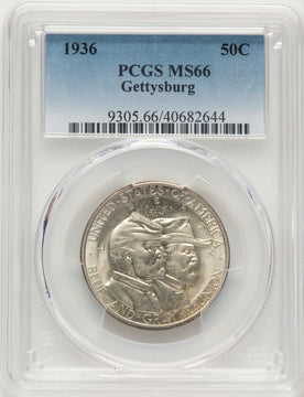 1936 50C Gettysburg Commemorative Silver PCGS MS66