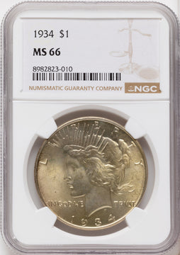 1934 Peace Dollar NGC MS66 1934 Peace Dollar NGC MS66