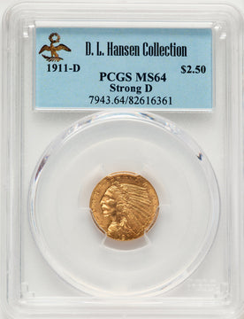 1911-D $2.50 Indian Quarter Eagle PCGS MS64