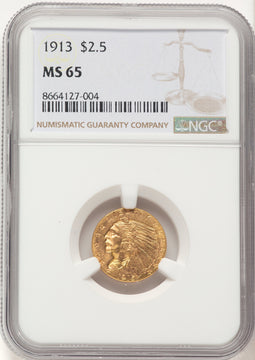 1913 $2.50 Indian Quarter Eagle NGC MS65