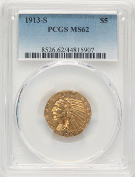 1913-S $5 Blue Gradient Indian Half Eagle PCGS MS62