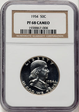 1954 50C CA Proof Franklin Half Dollar NGC PR68