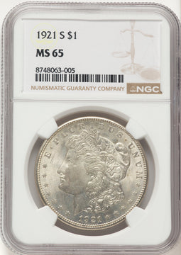 1921-S Morgan Dollar NGC MS65