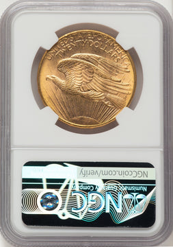 1908-D $20 NO MOTTO Brown Label Saint-Gaudens Double Eagle NGC MS64