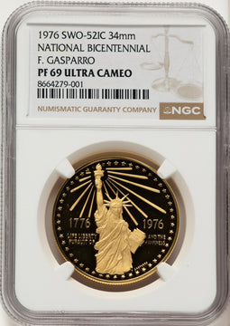 1976 Medal Bicentennial 1oz Gold Medals and Tokens NGC MS69