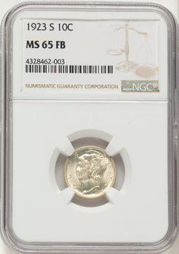 1923-S 10C FB Mercury Dime NGC MS65