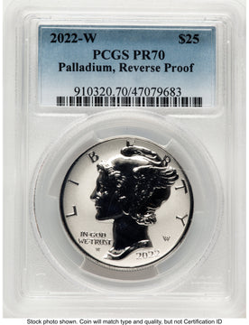2022-W Palladium Eagle 1 oz REV Blue Gradient PCGS PR70