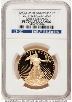2011-W Proof Gold Eagle 1 oz ER Blue NGC PF70