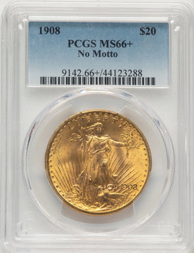 1908 $20 NO MOTTO Saint-Gaudens Double Eagle PCGS MS66+