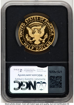 2014-W 50C Gold JFK 50th Anniversary /David J Ryder Mint Director's Series Proof Kennedy Half Dollar NGC PR70 Ed Moy