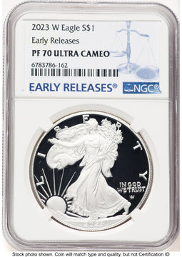 2023-W Proof Silver Eagle 1 oz ER Blue NGC PF70