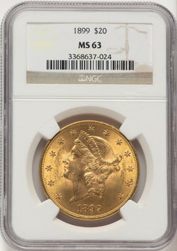 1899 $20 Liberty Double Eagle NGC MS63 1899 $20 Liberty Double Eagle NGC MS63