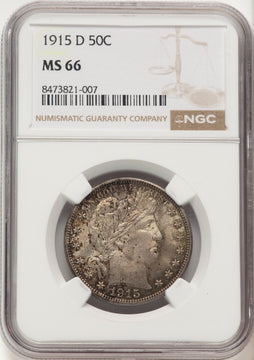 1915-D 50C Barber Half Dollar NGC MS66