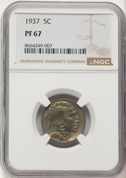 1937 5C Proof Buffalo Nickel NGC PR67