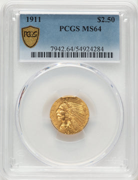1911 $2.50 Indian Quarter Eagle PCGS MS64 1911 $2.50 Indian Quarter Eagle PCGS MS64