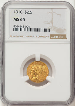 1910 $2.50 Indian Quarter Eagle NGC MS65