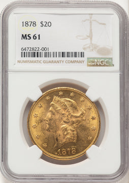 1878 $20 Liberty Double Eagle NGC MS61