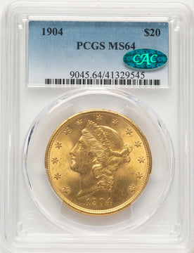 1904 $20 Liberty CAC Liberty Double Eagle PCGS MS64