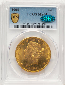 1904 $20 Liberty CAC Liberty Double Eagle PCGS MS64