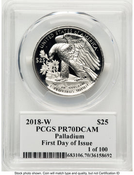 2018-W Palladium Eagle 1 oz FDI John PCGS PR70 Mercanti