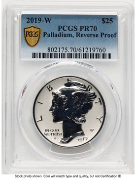 2019-W Palladium Eagle 1 oz REV Blue Gradient PCGS PR70 2019-W Palladium Eagle 1 oz REV Blue Gradient PCGS PR70