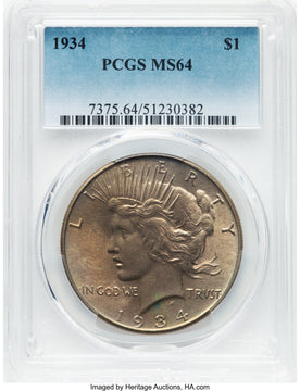 1934 Peace Dollar PCGS MS64