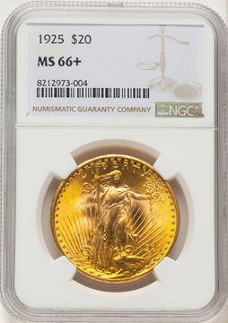 1925 $20 Saint-Gaudens Double Eagle NGC MS66+