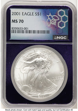 2001 Silver Eagle Purple Core NGC MS70