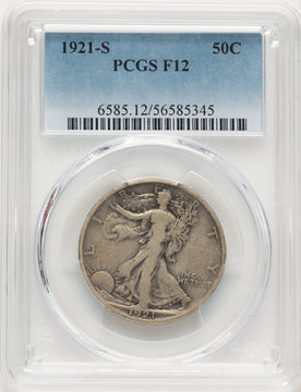 1921-S 50C Walking Liberty Half Dollar PCGS F12
