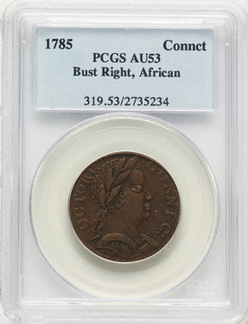 1785 Connecticut Copper African Head BN Colonials PCGS AU53 1785 Connecticut Copper African Head BN Colonials PCGS AU53