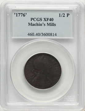 1776 Machin's Mills Halfpenny BN Colonials PCGS XF40