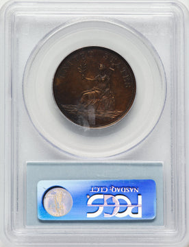 1783 Washington & Independence Cent Small Military Bust Engrailed Edge BN Colonials PCGS MS62 1783 Washington & Independence Cent Small Military Bust Engrailed Edge BN Colonials PCGS MS62