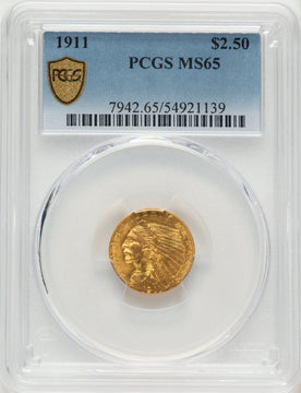 1911 $2.50 Indian Quarter Eagle PCGS MS65 1911 $2.50 Indian Quarter Eagle PCGS MS65