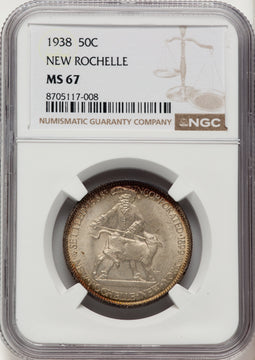 1938 50C New Rochelle Commemorative Silver NGC MS67