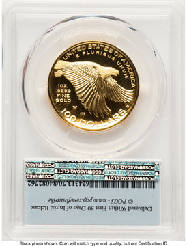 2017-W G$100 American Liberty High Relief 1.00 oz FDI FS Flag PCGS PR70