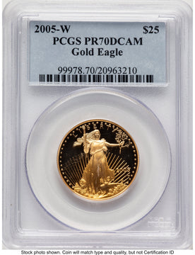 2005-W Proof Gold Eagle 1/2 oz Blue Label PCGS PR70