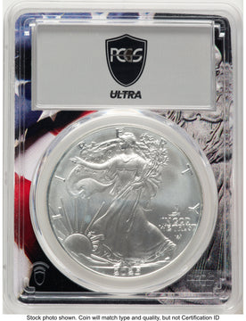 2025-(P) Silver Eagle (Privy Mark) Ultra Label Flag Core PCGS MS70 2025-(P) Silver Eagle (Privy Mark) Ultra Label Flag Core PCGS MS70