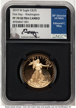 2019-W Proof Gold Eagle 1/2 oz FDI Washington NGC PF70 Ed Moy