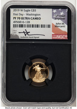2019-W Proof Gold Eagle 1/10 oz FDI John Washington NGC PF70 Mercanti