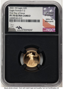 2021-W Type 2 Proof Gold Eagle 1/10 oz FDI John NGC PF70 Mercanti