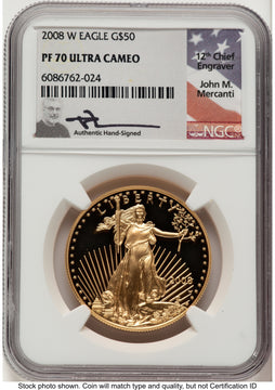2008-W Proof Gold Eagle 1 oz John NGC PF70 Mercanti
