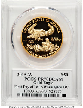 2015-W Proof Gold Eagle 1 oz FDI John Washington PCGS PR70 Mercanti